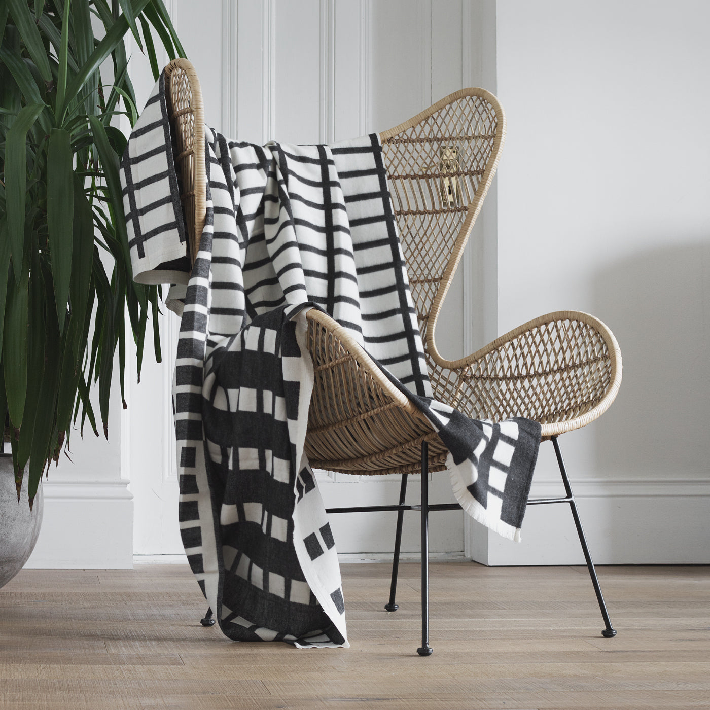 Black and White Cotton Throw