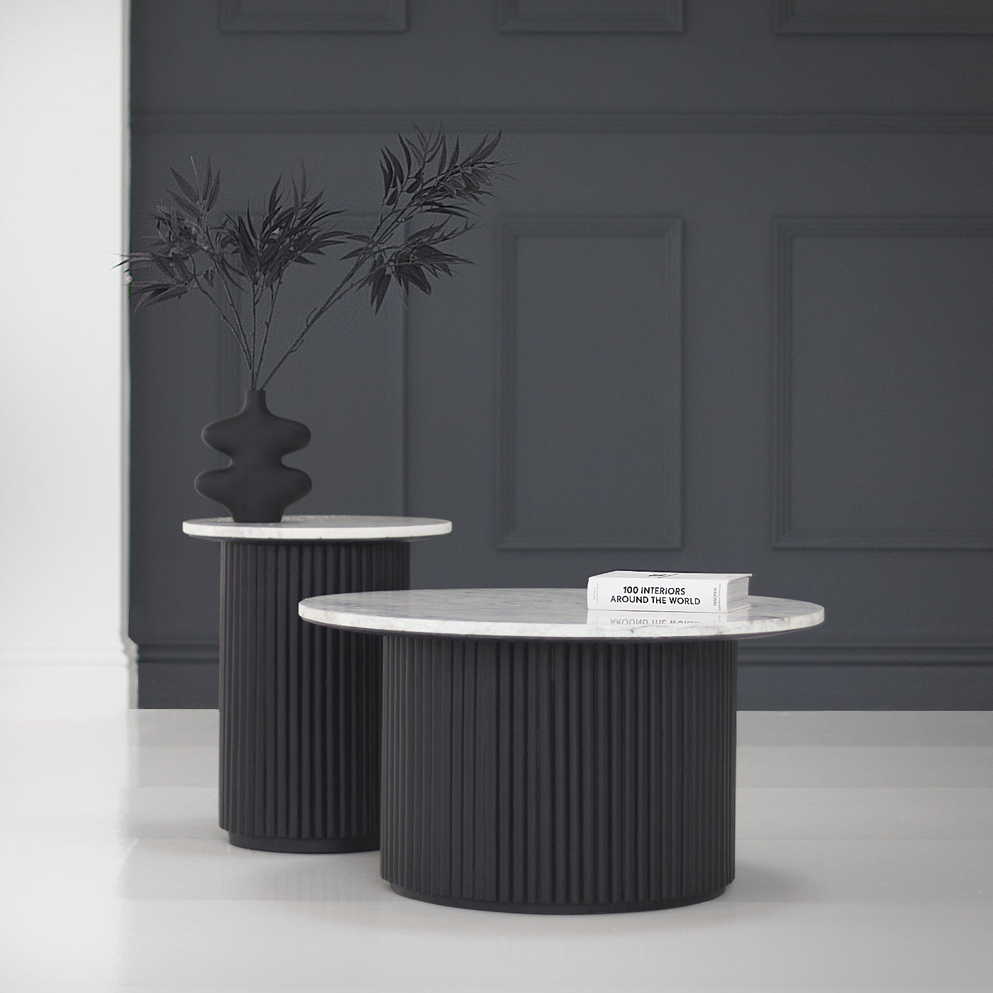 White marble side table