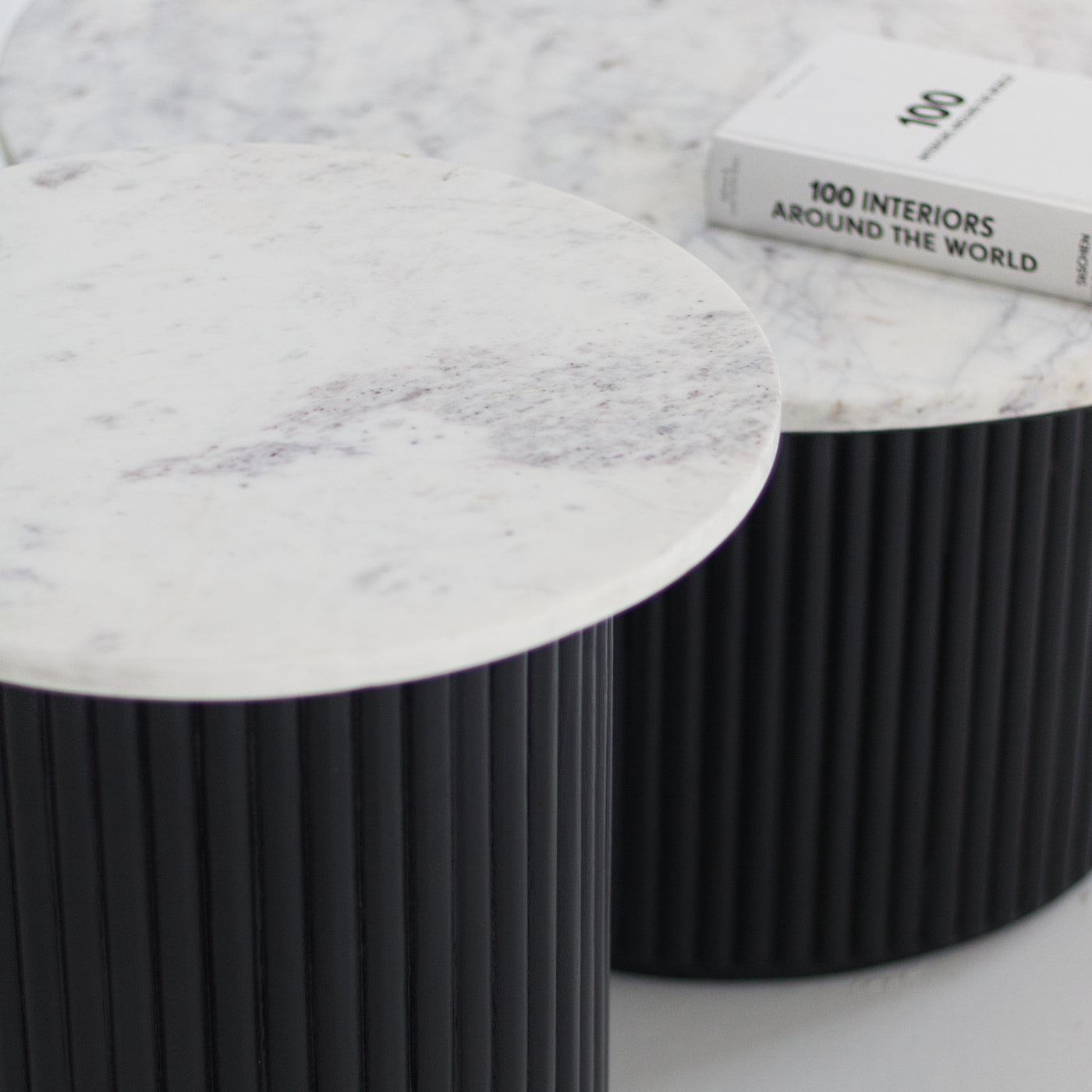 White marble side table