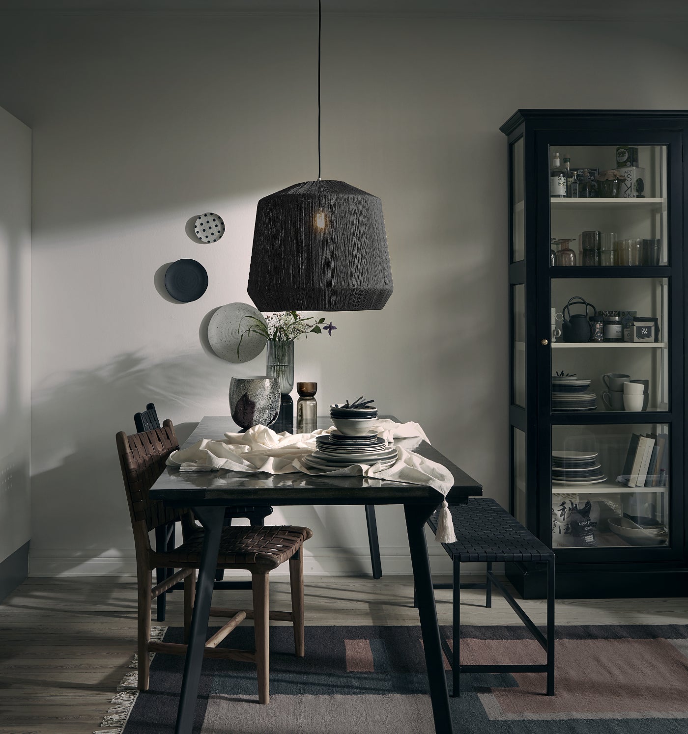 Black jute pendant light shade