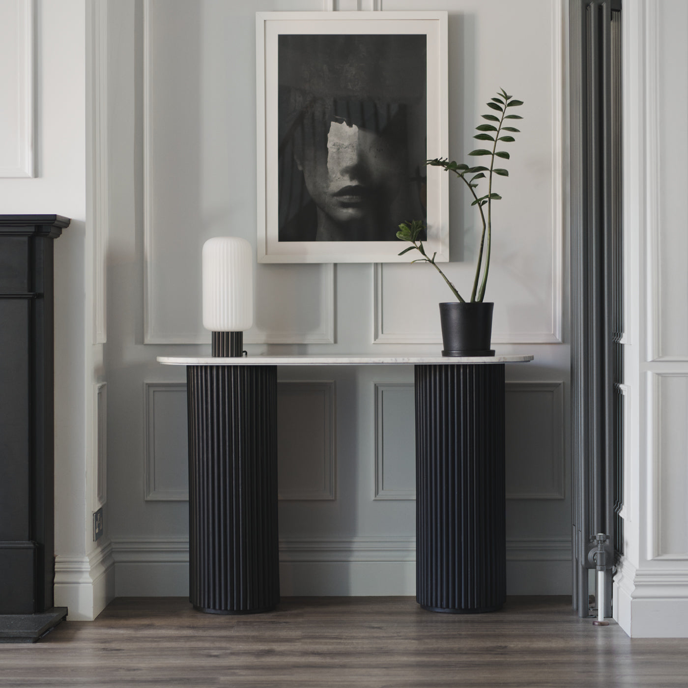 Black Ribbed Console Table
