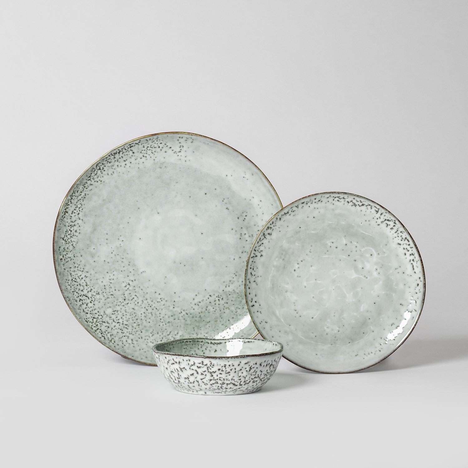 Blue Grey Speckled Dinnerware Set