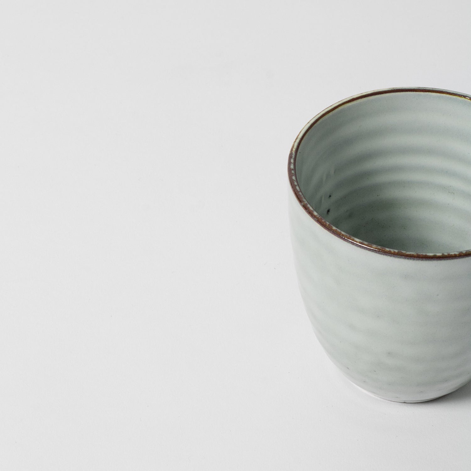 Blue speckled coffee mugs