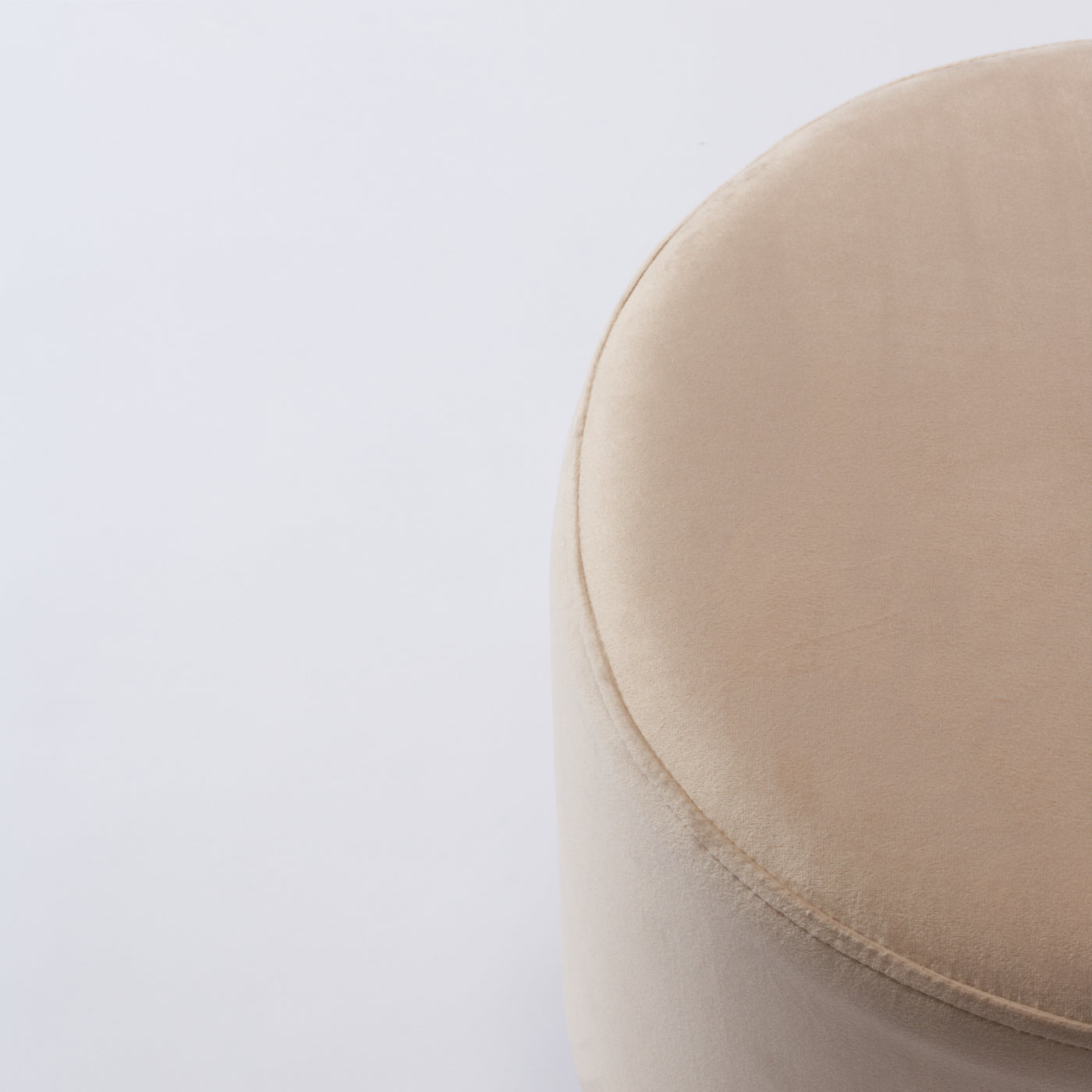 Cream velvet pouffe