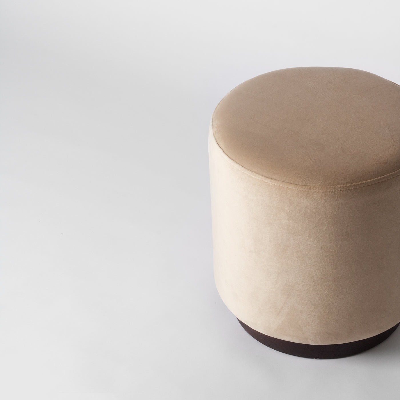 Cream velvet pouffe