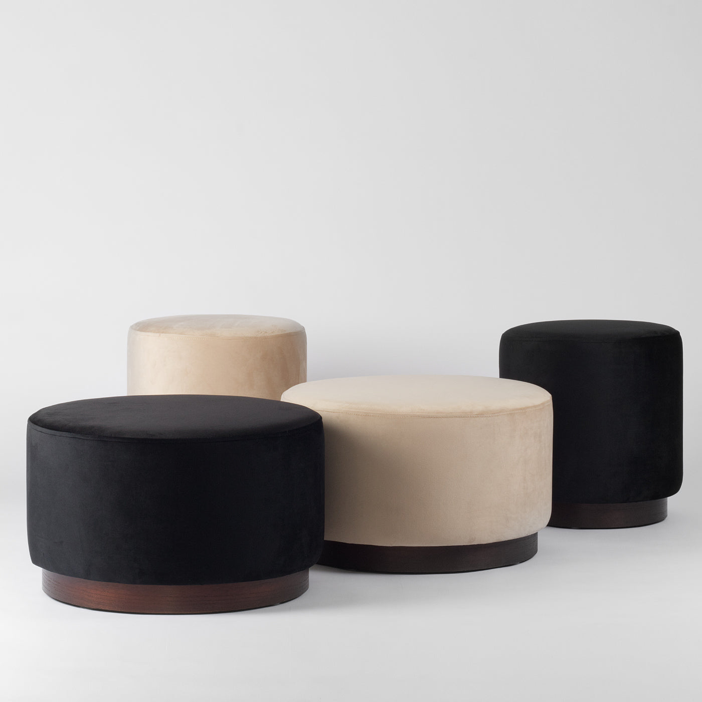 Black velvet footstool