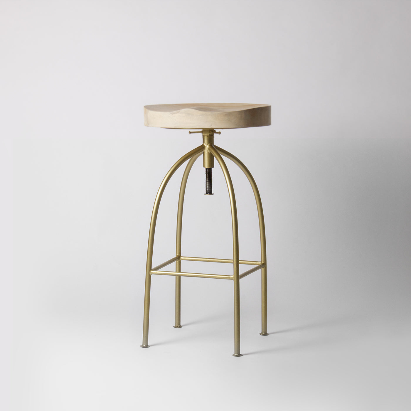 Louis Scandi Brass Swivel Bar Stool Light Wood