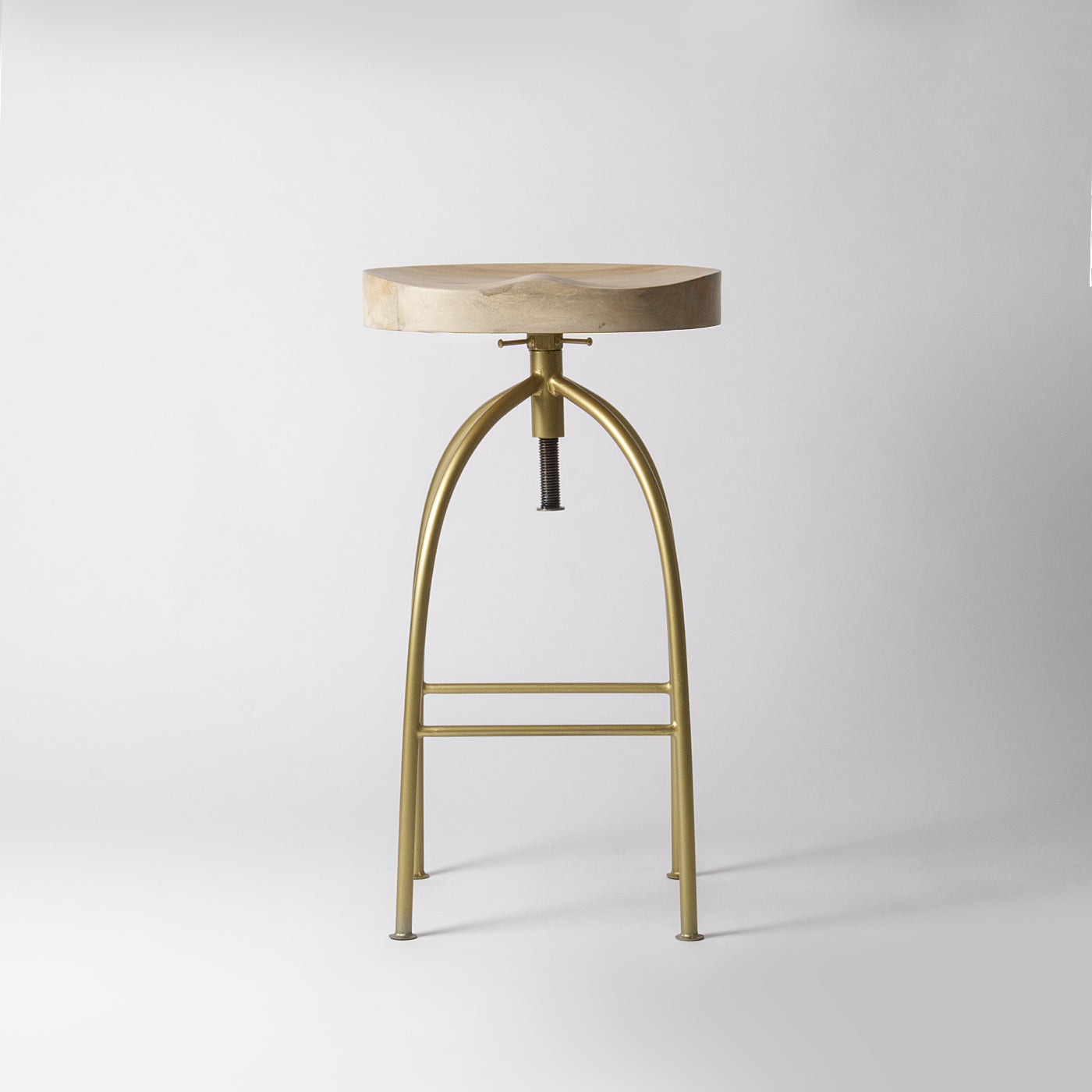 Louis Gold Adjustable Bar Stool Light Wood