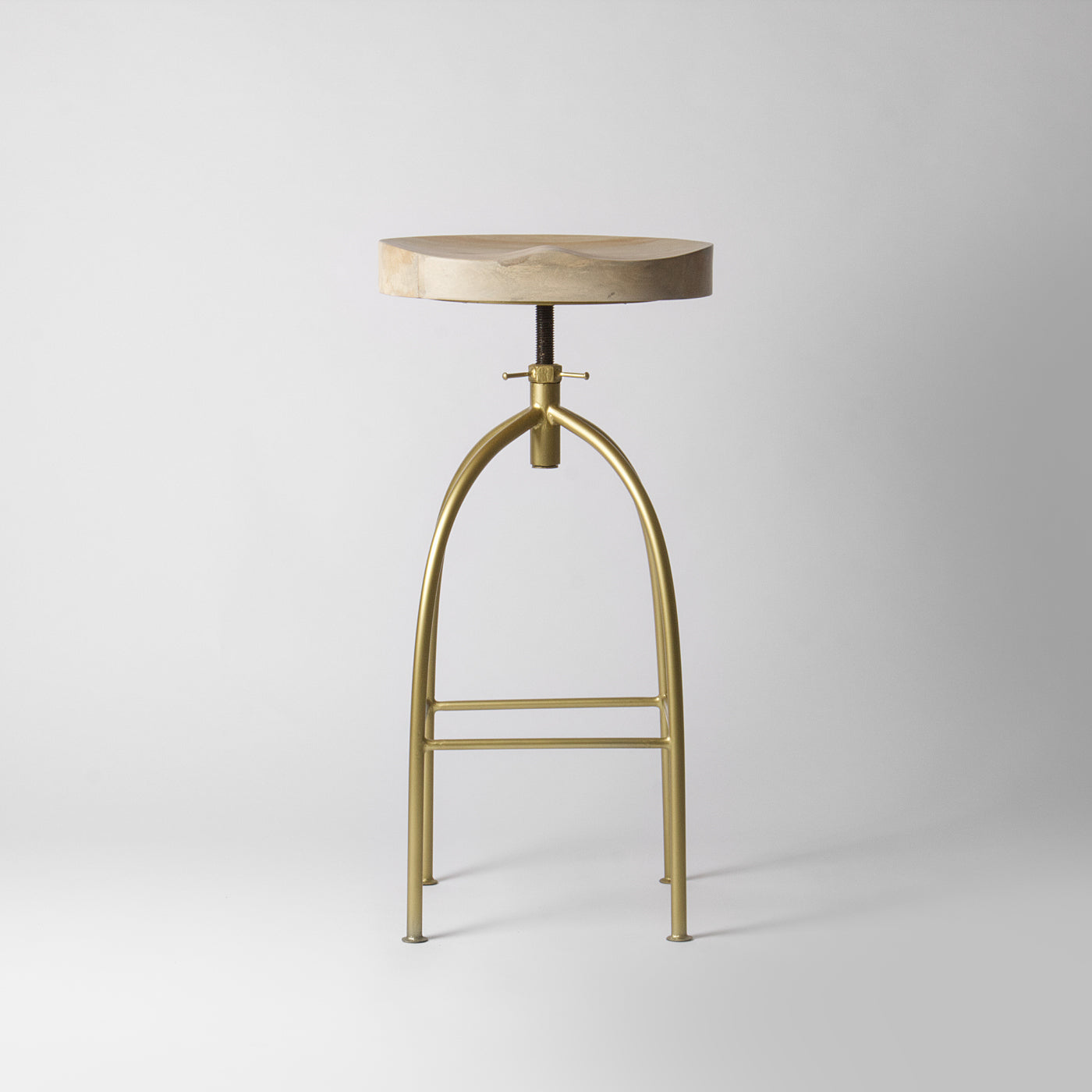 Louis Gold Adjustable Bar Stool Light Wood