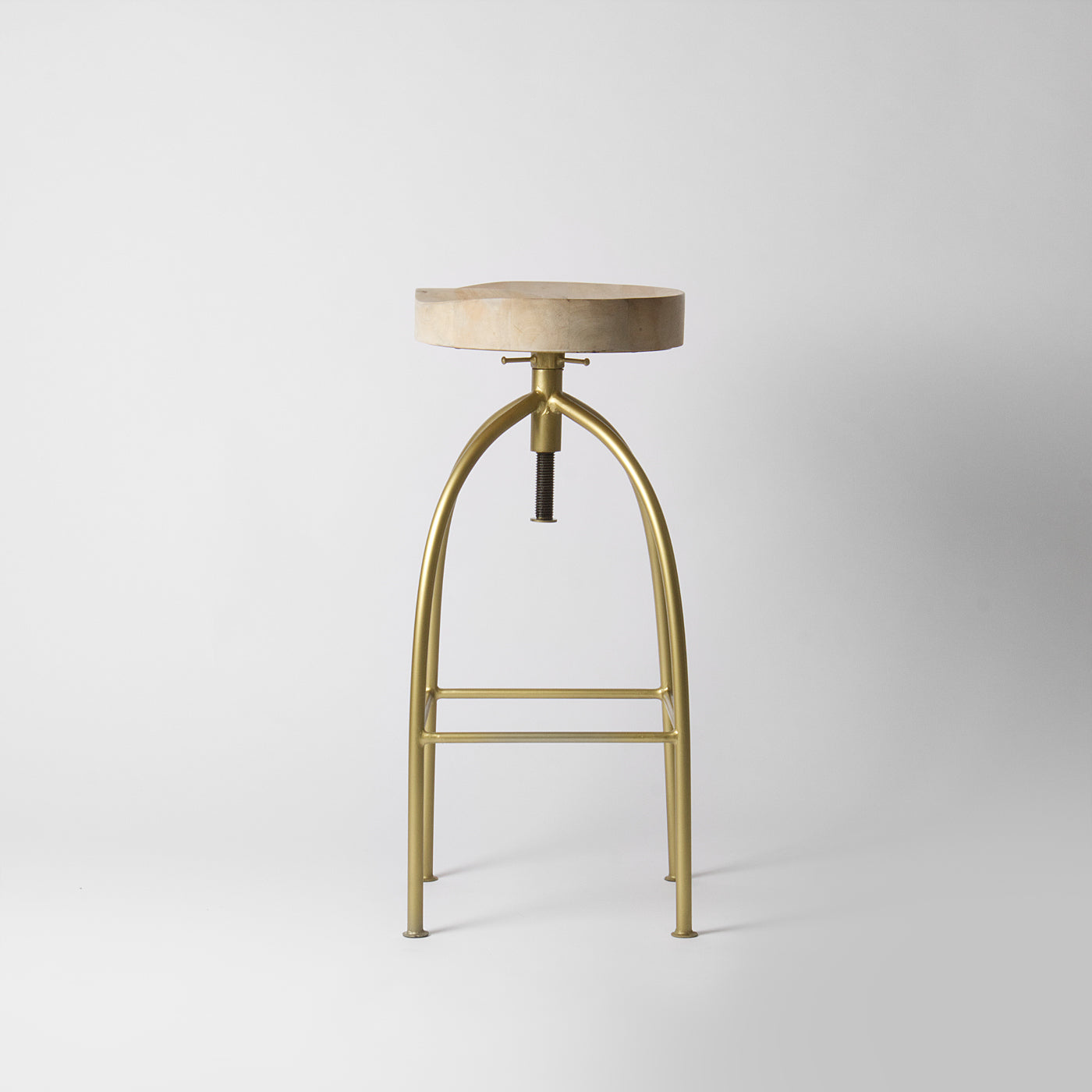 Louis Gold Adjustable Bar Stool Light Wood