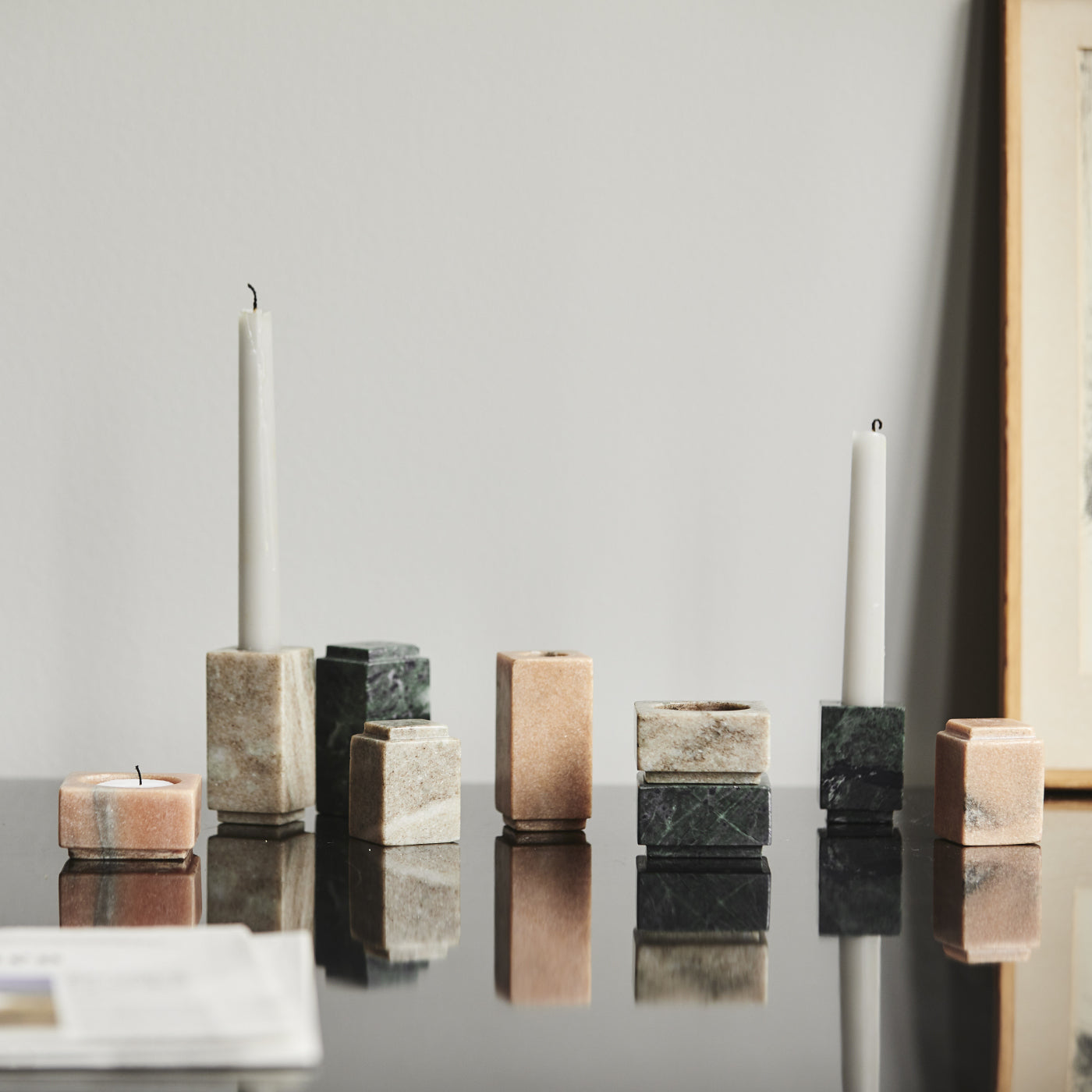 Marble tea light holders