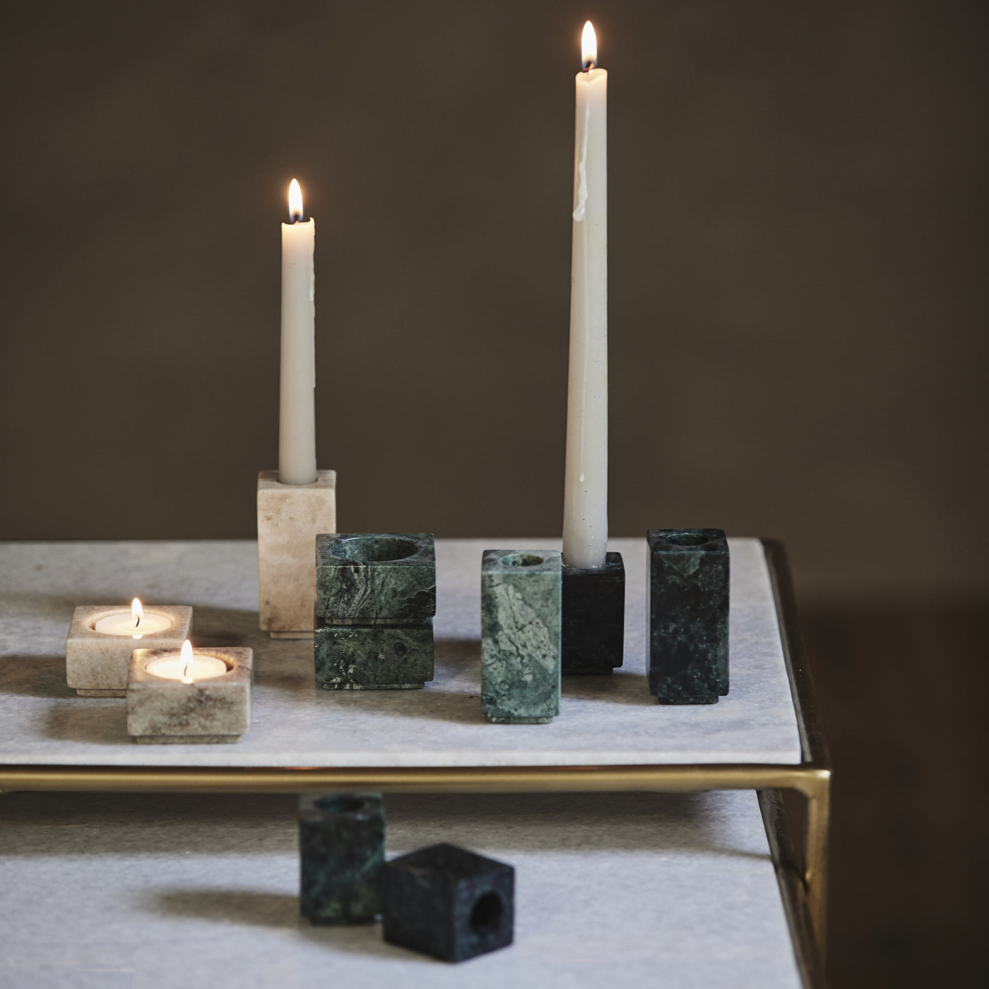 Grey marble candle stand
