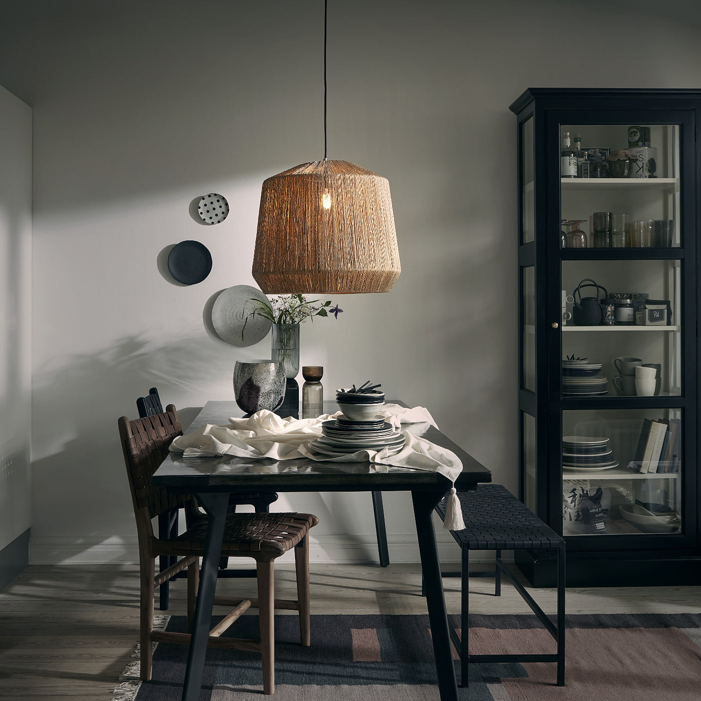 large wicker jute lampshade