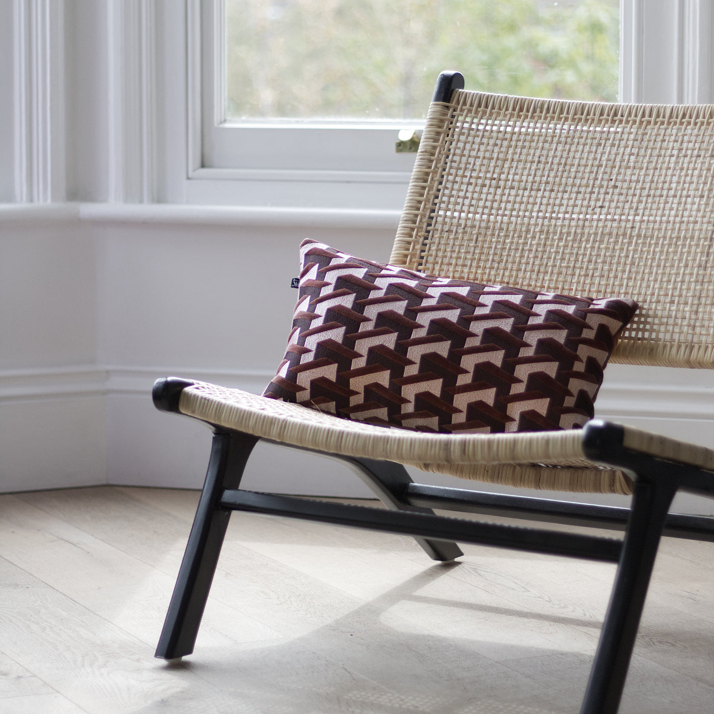 Burgundy Red Geometric Cushion
