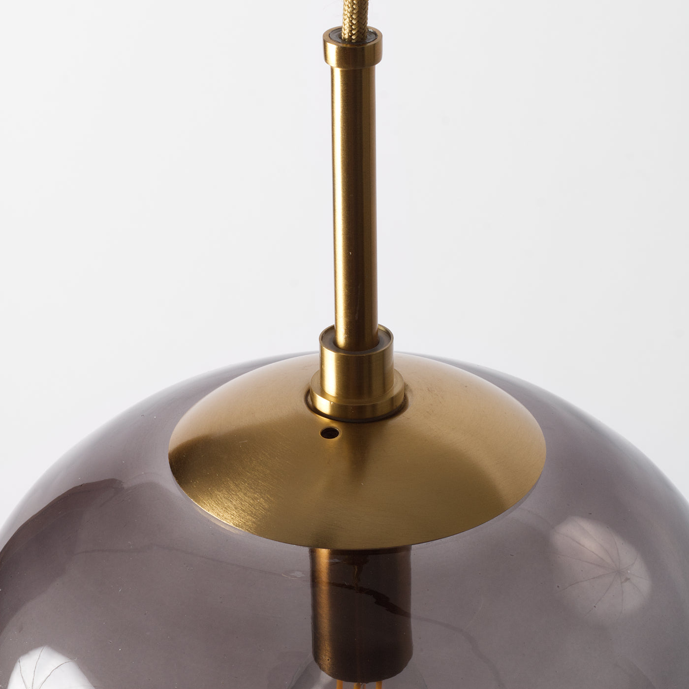 Smoked glass and brass pendant