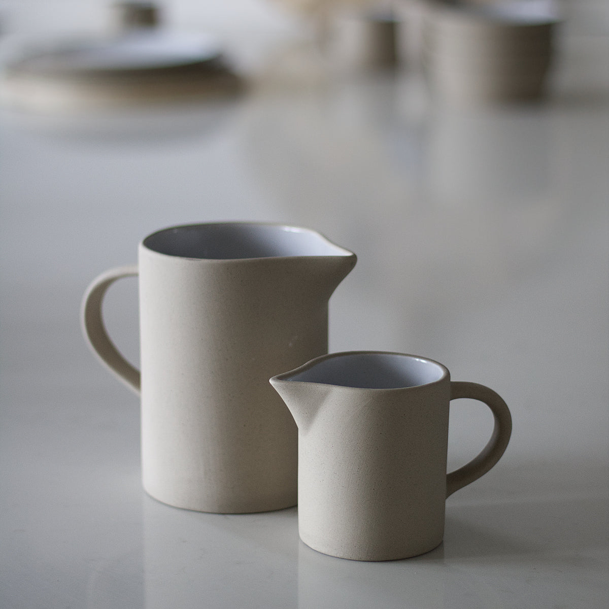 Cream Stoneware Pitcher