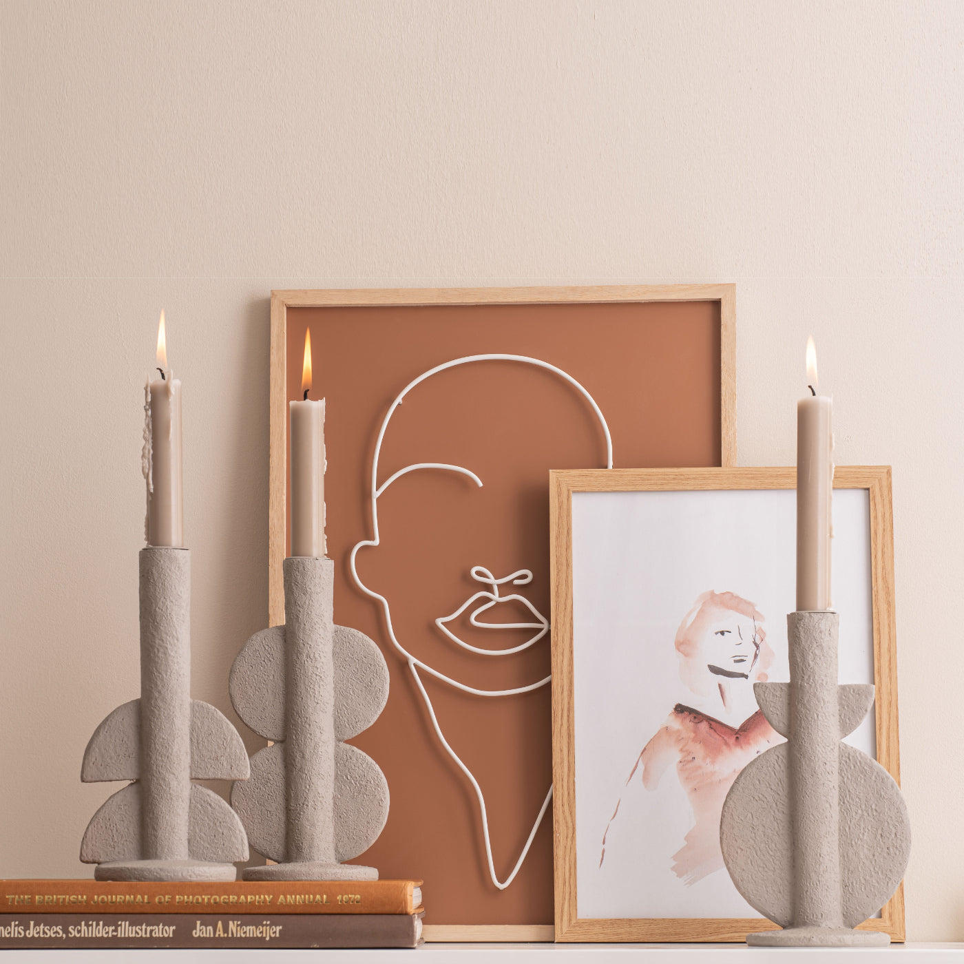 Light grey candle holders