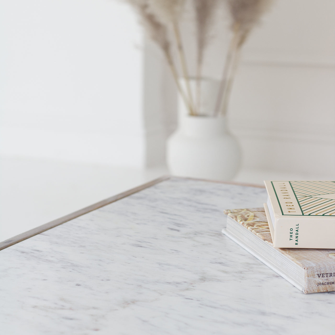 White marble and brass coffee table