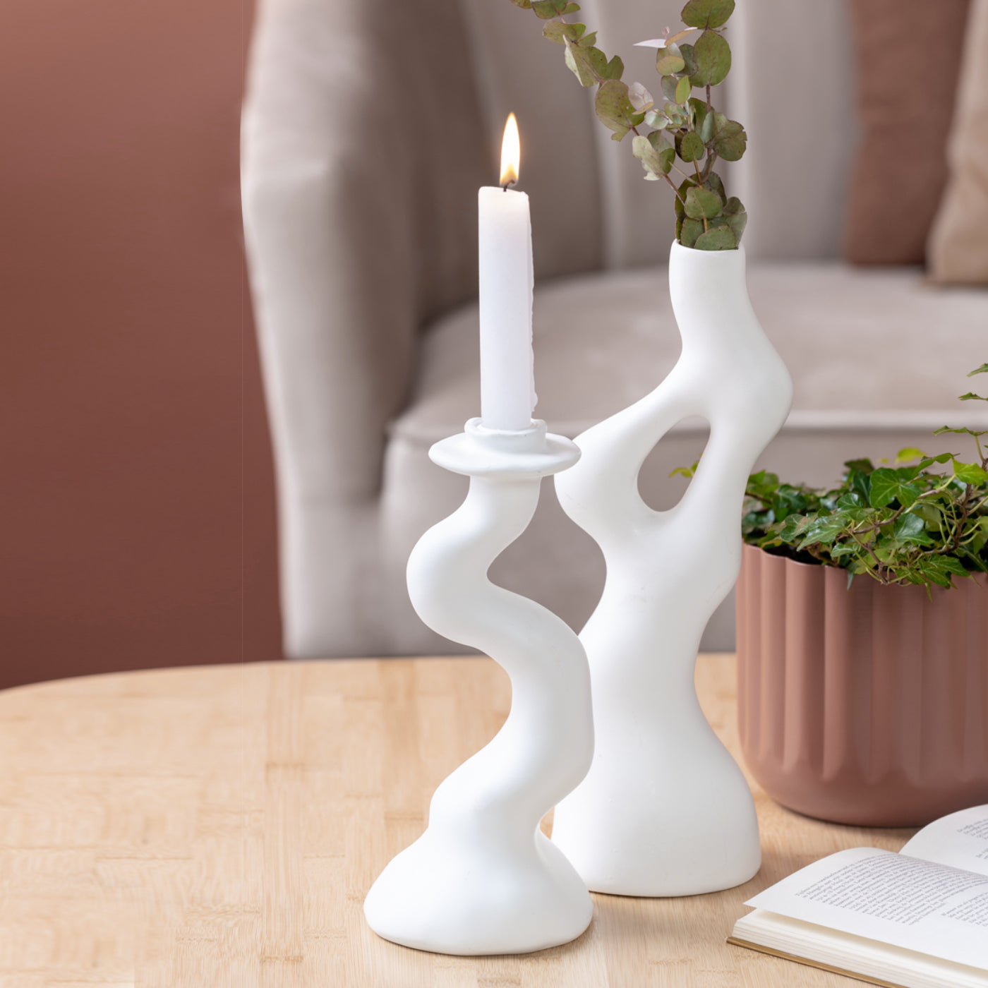White Organic Candle Holder