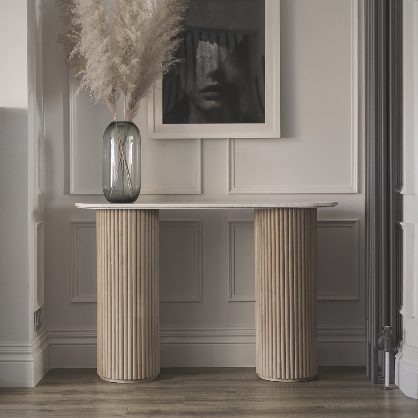 Wood And Marble Console Table