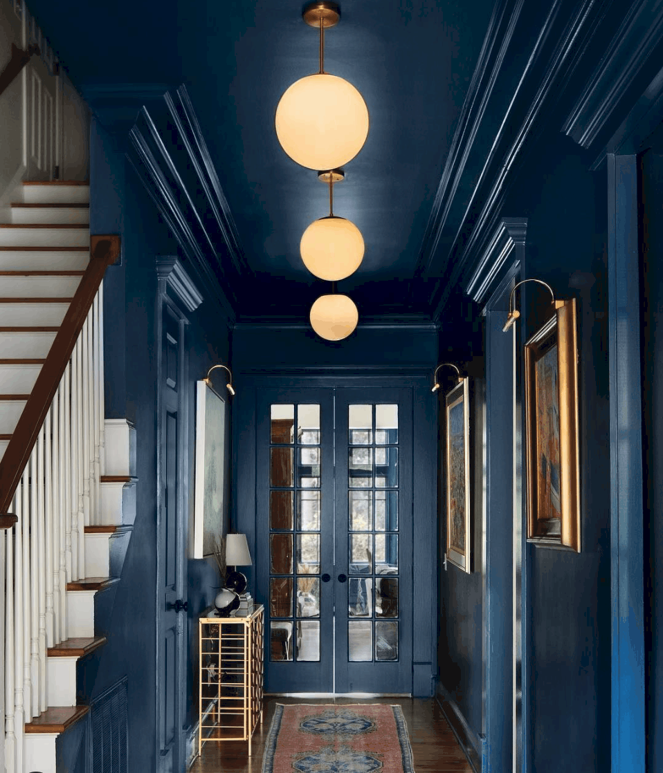 Colour Drenched Dark Blue Hallway
