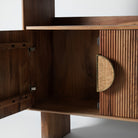 Ribbed acacia bookcase