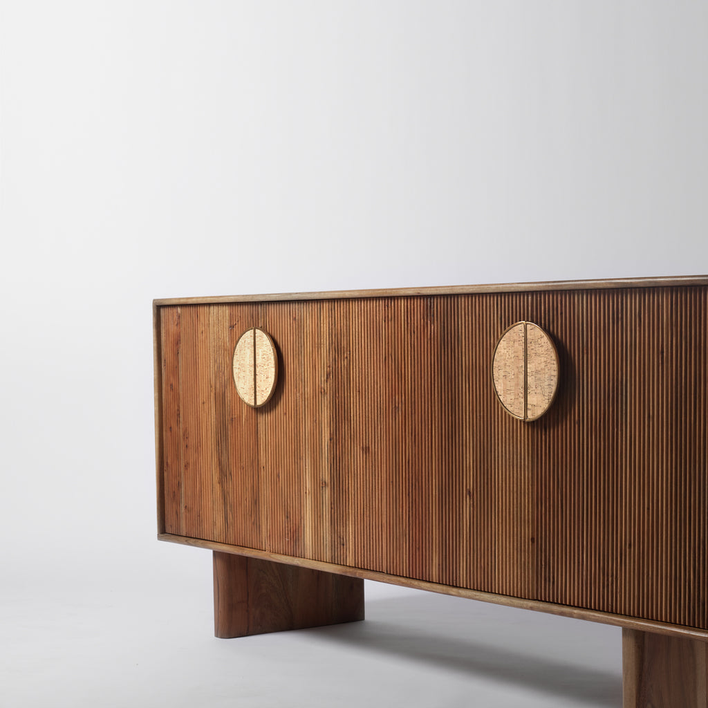 Edvard Acacia Ribbed Sideboard, Cork | Vaunt Design