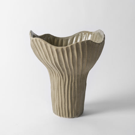 Fluted ceramic vase