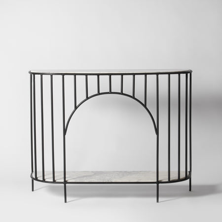Art Deco Console Table, Marble and Black