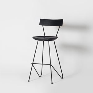 Black Counter Stool with Backrest, 65cm