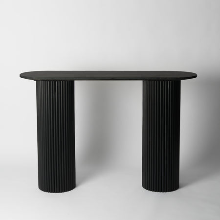 Olavi Black Ribbed Console Table Black Marble