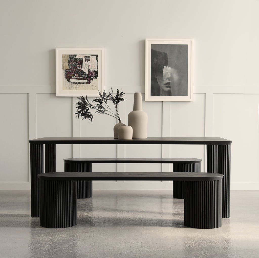 Black Table Ribbed Modern Black Rectangle Kitchen Table: Stylish & Functional Design Ideas