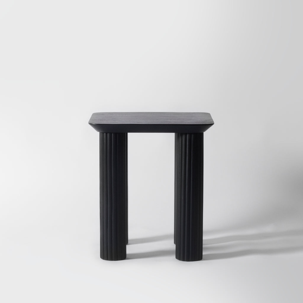 Larsen Black Wood Side Table, Ribbed, Square | Vaunt Design