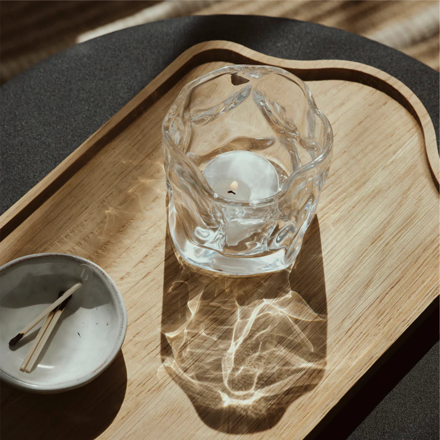 Clear tea light holder