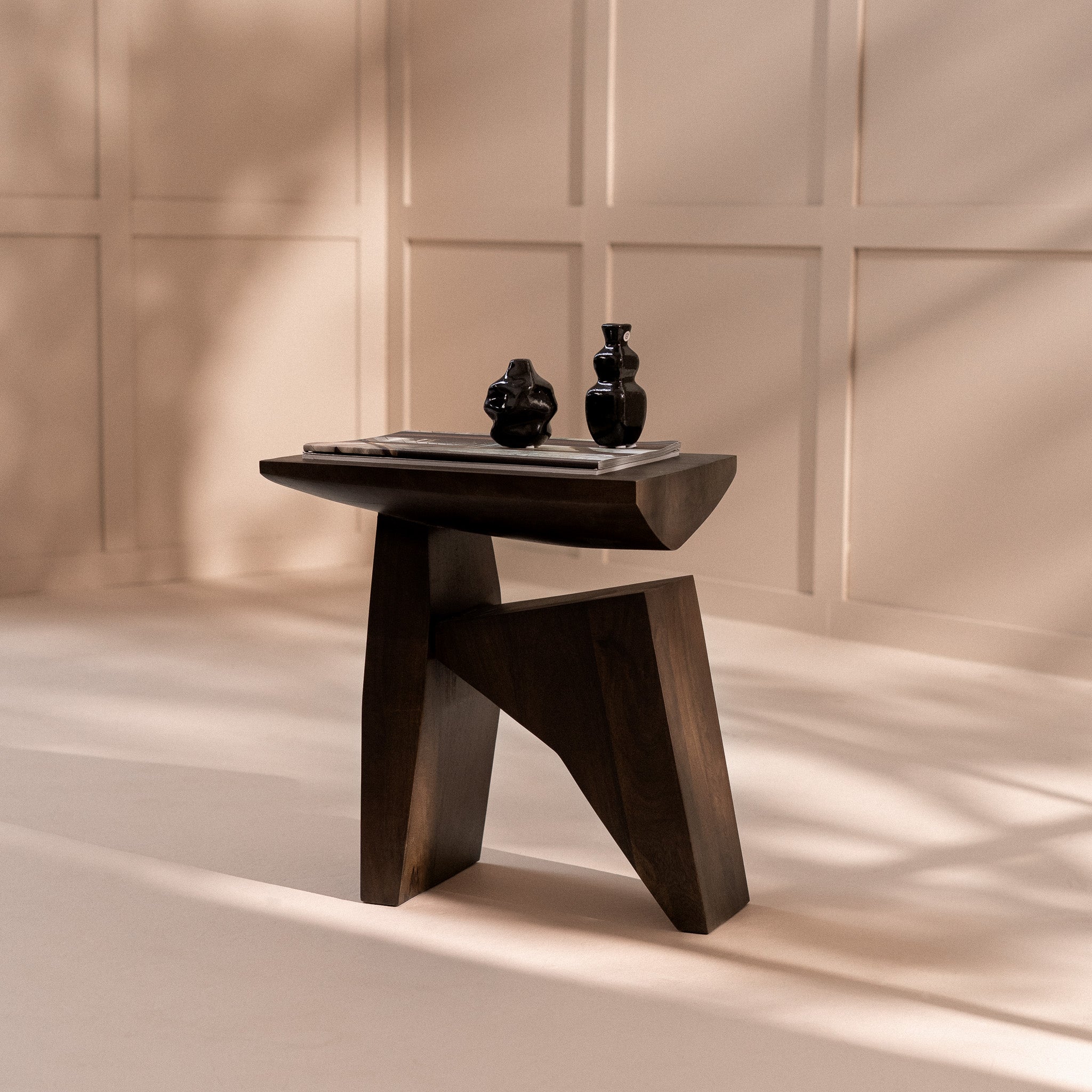 Sculptural wooden stool 