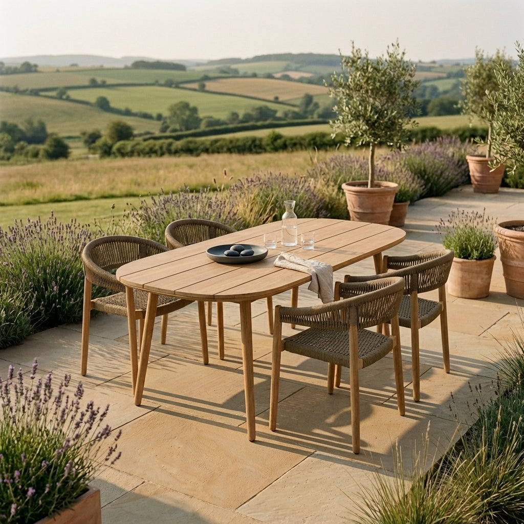 Oval outdoor dining table