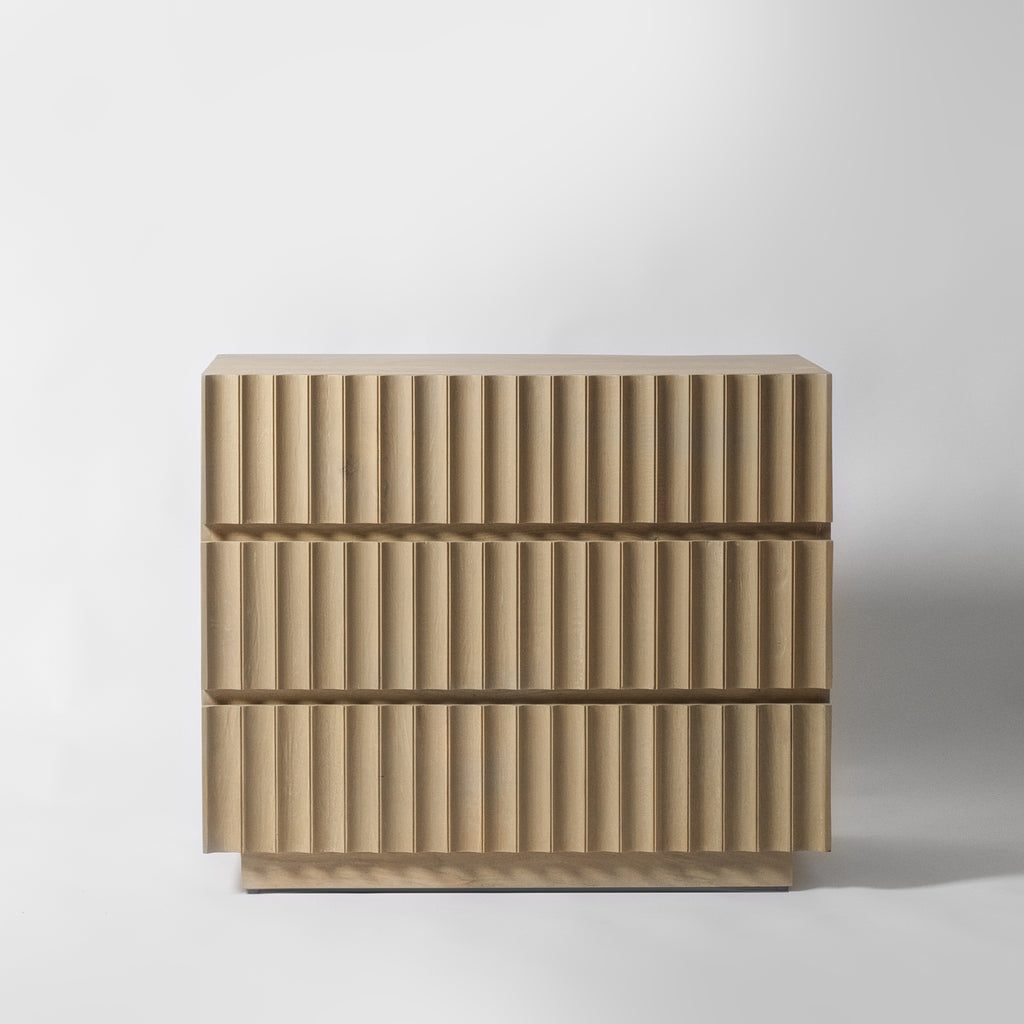 Fluted Chest Of Drawers, Light Wood