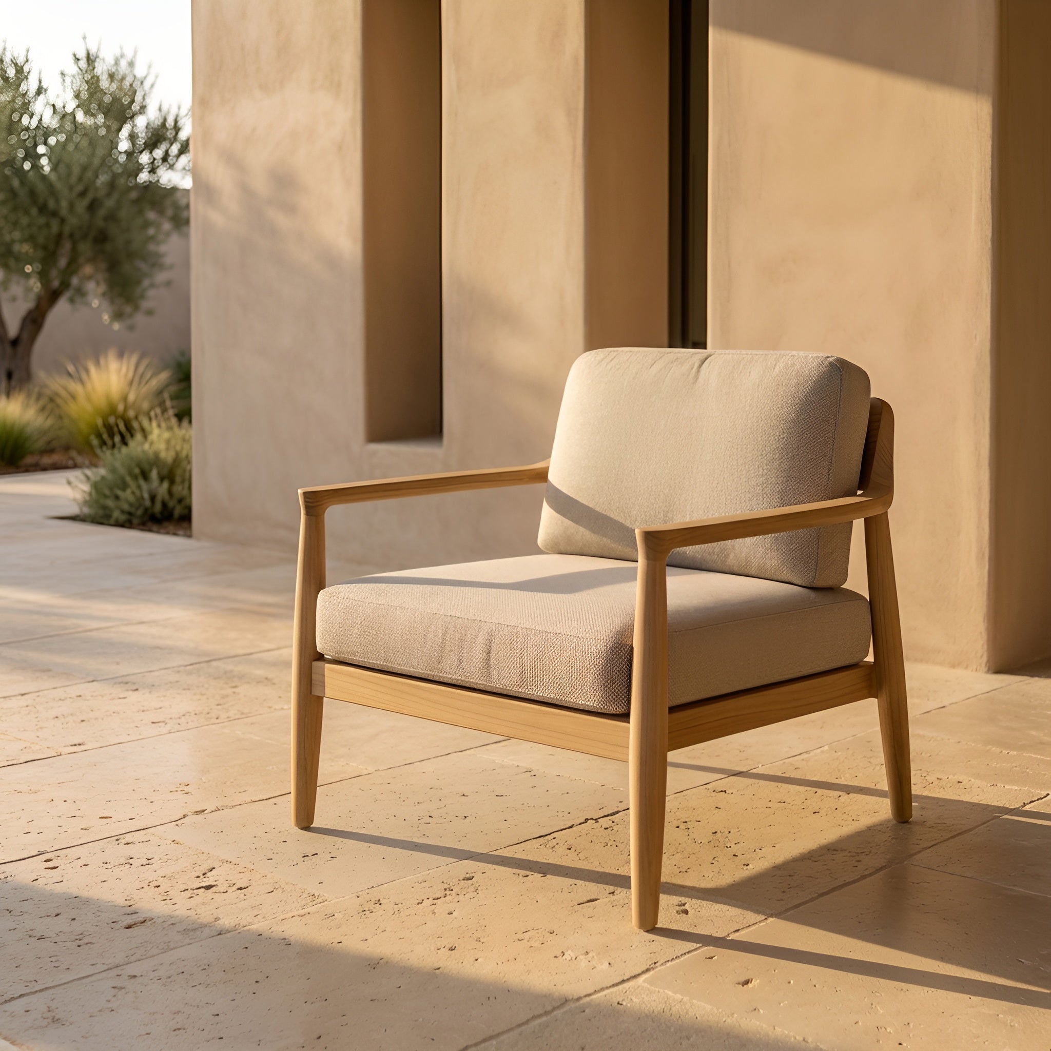 Beige outdoor chair
