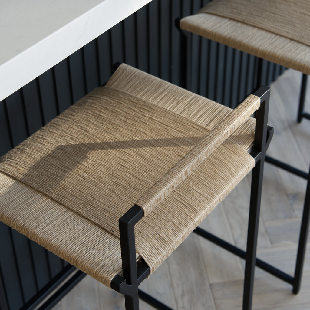 Wapu Natural Woven Bar Stool, Jute | Vaunt Design