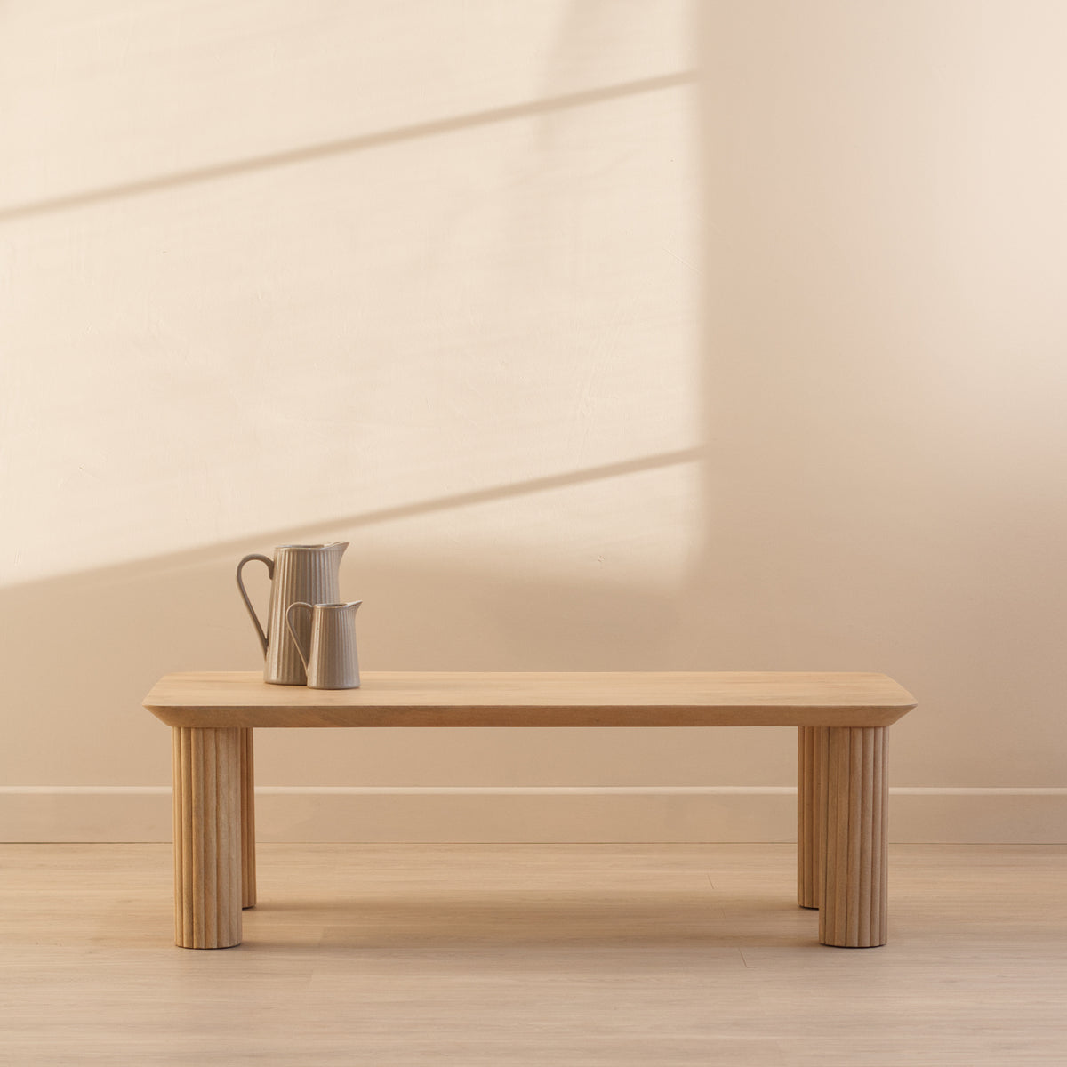 Larsen Mango Wood Coffee Table, Rectangular, Ribbed |Vaunt Design