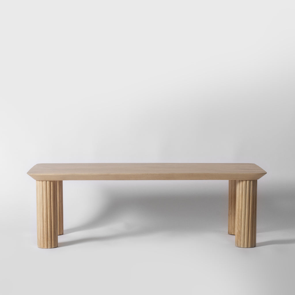 Larsen Mango Wood Coffee Table, Rectangular, Ribbed |Vaunt Design