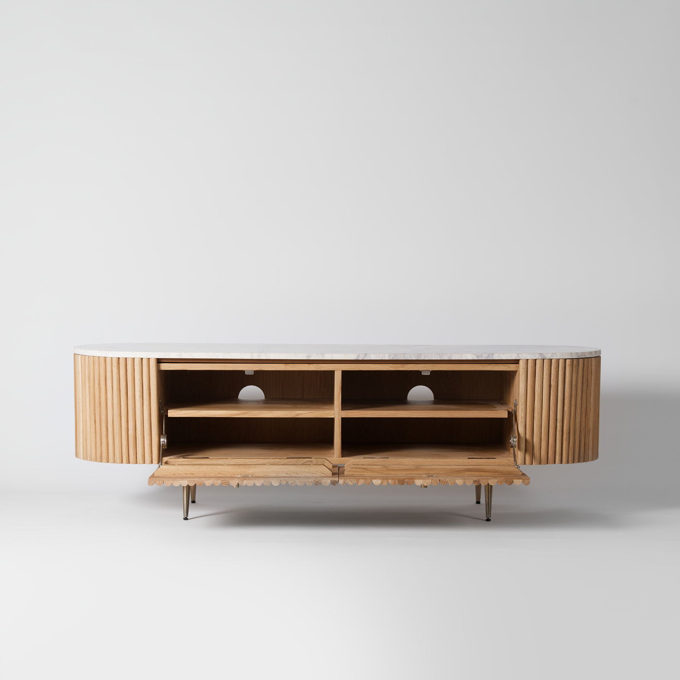 White marble tv stand