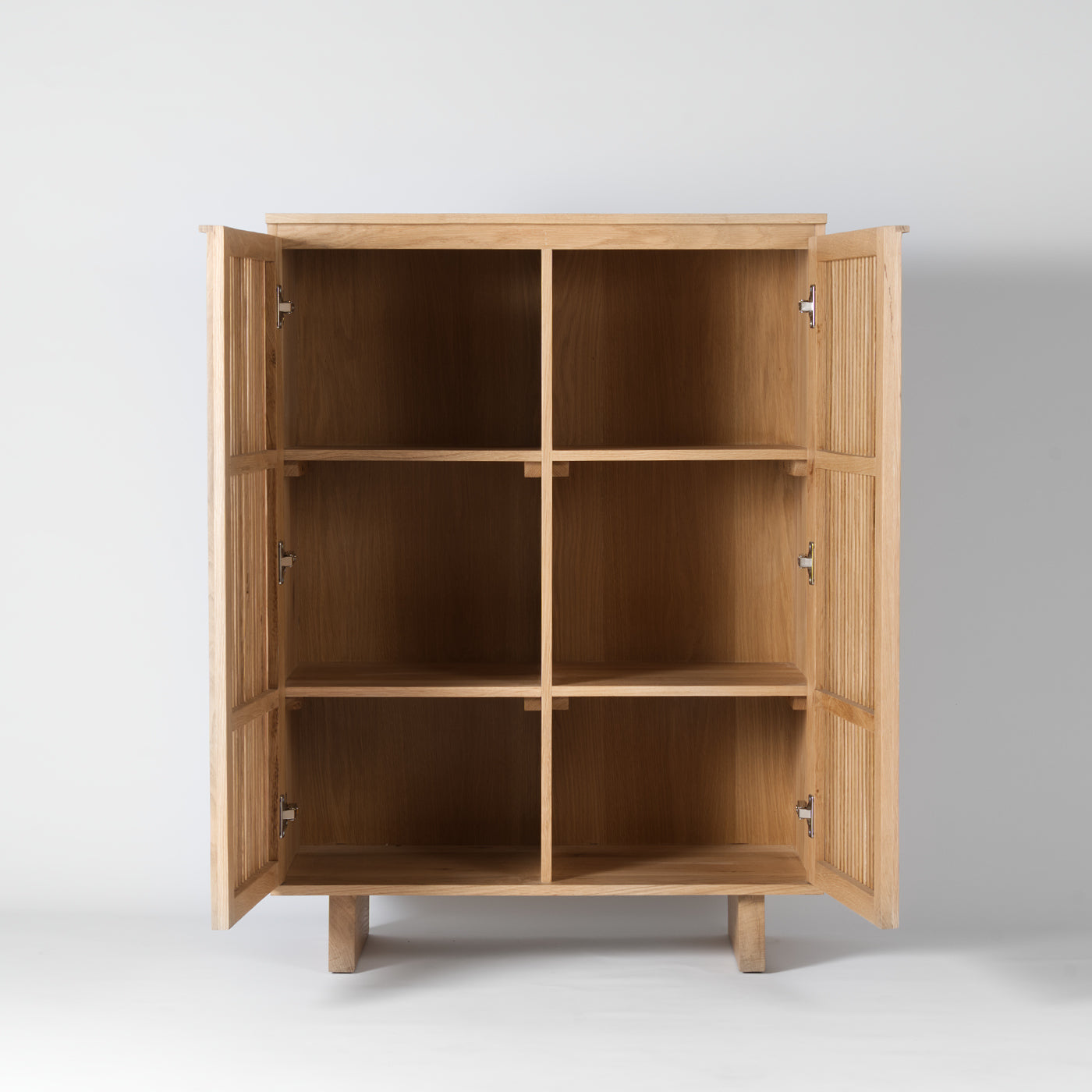 Slatted wood cabinet