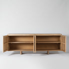 Wooden cabinet with slatted doors