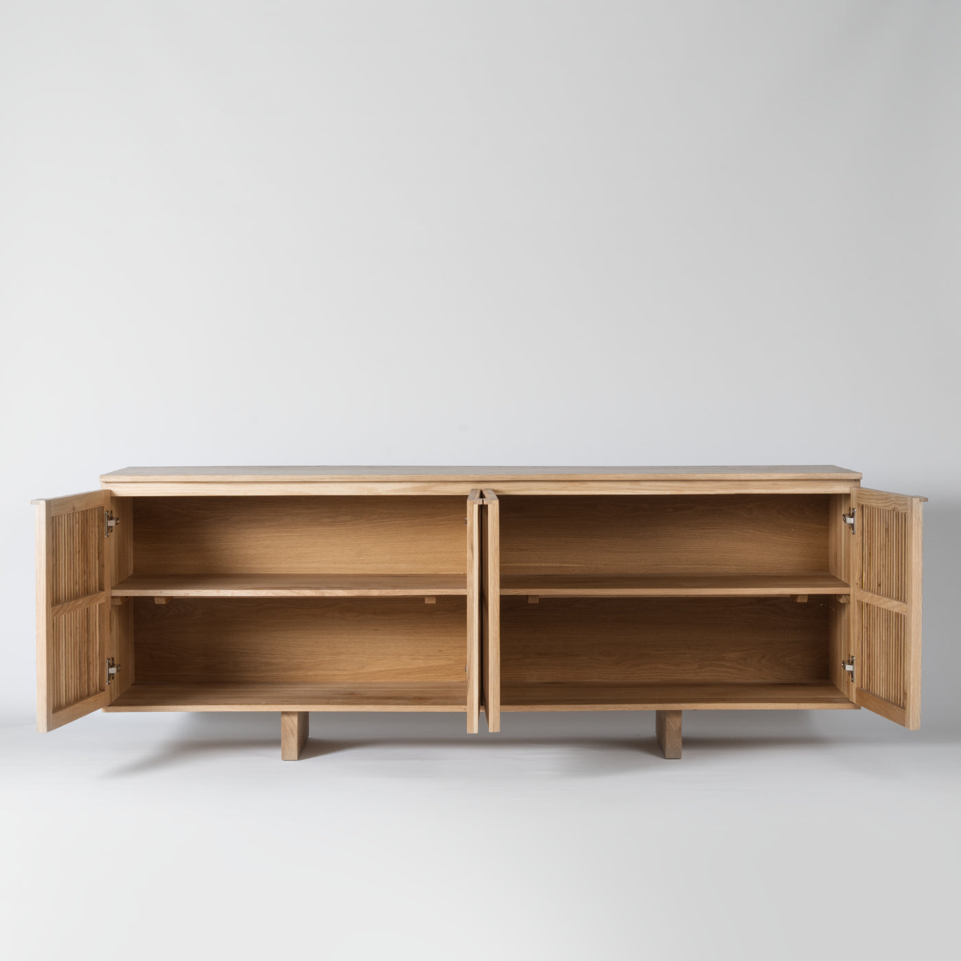 Wooden cabinet with slatted doors