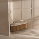 Solid oak corner tv unit