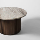 Dark wood ribbed coffee table