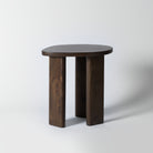 Wooden side table on a white background