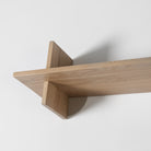 Wall mounted oak and metal shelf