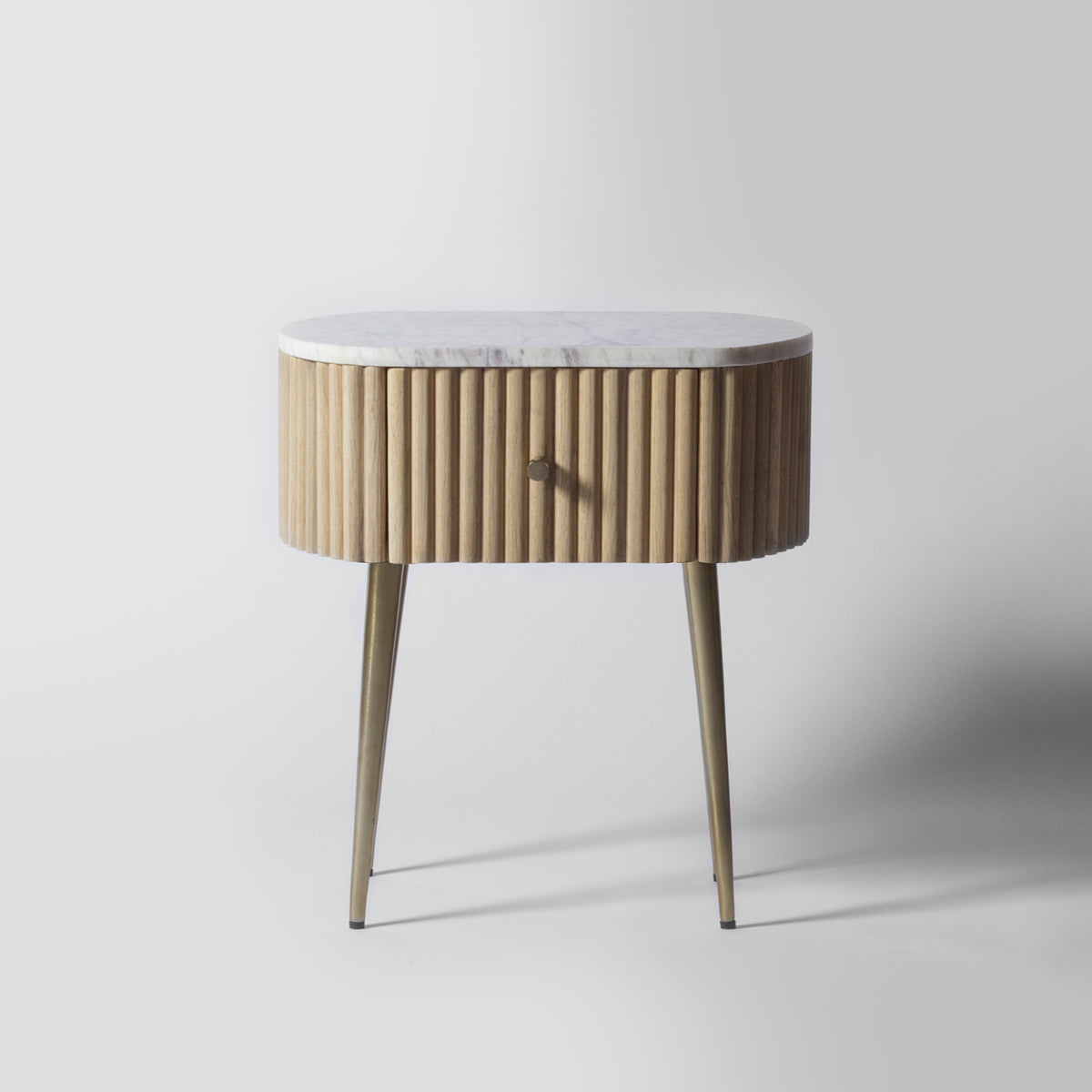 Gunhild Ribbed Oak Bedside Table | Vaunt Design